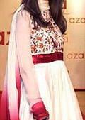 White/Blue/Red Chiffon Suit  - Pakistani Formal Designer Dress