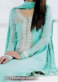 Light Turquoise Chiffon Suit- Pakistani Formal Designer Dress