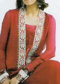 Red Chiffon Suit- Pakistani Party Wear Dress