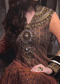 Brown Chiffon Suit - Pakistani Party Wear Dress