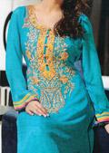 Turquoise Chiffon Suit- Pakistani Party Wear Dress