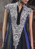 Black/Blue Chiffon Suit- Pakistani Formal Designer Dress