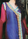 Blue/Red Chiffon Suit- Pakistani Party Wear Dress