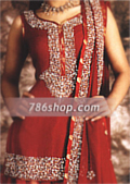 Deep Red Chiffon/Jamawar Lehnga