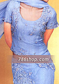 Sky Blue Silk Lehnga- Pakistani Formal Designer Dress