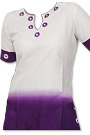 White/Purple Cotton Kurti