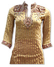 Golden/Red Karandi Chiffon Suit