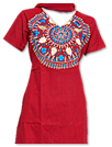 Red Khaddi Cotton Suit- Pakistani Casual Clothes