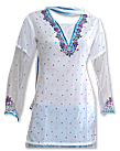 Off-white/Turquoise Chiffon Suit- Indian Clothes