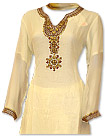 Off White Chiffon Suit- Indian Semi Party Dress