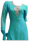 Turquoise Chiffon Suit- Indian Semi Party Dress