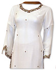 White/Brown Chiffon Suit- Indian Semi Party Dress