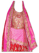 Pink/Red Pure Katan Silk Lehnga- Pakistani Wedding Dress