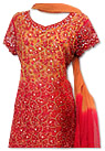 Orange/Red Crinkle Chiffon Suit