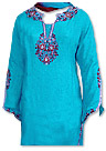 Turquoise Chiffon Suit- Indian Semi Party Dress