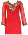 Red Crinkle Chiffon Suit