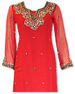 Red Crinkle Chiffon Suit