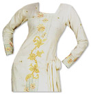 Off-White/Mustard Georgette Suit- Pakistani Casual Dress