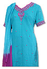 Turquoise/Magenta Chiffon Suit - Indian Semi Party Dress