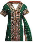 Dark Green/Brown Crinkle Chiffon Suit 