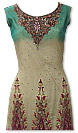 Green/Yellow/Maroon Crinkle Chiffon Suit
