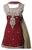 Maroon/Beige Chiffon Lehnga- Pakistani Wedding Dress