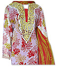 Red/white Crinkle Chiffon Suit   - Pakistani Casual Dress