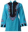 Turquoise/Black Khaddar Suit - Pakistani Casual Dress