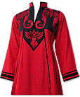 Red/Black Linen Suit - Pakistani Casual Dress