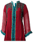 Red Chiffon Suit - Indian Semi Party Dress