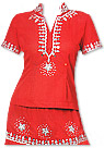 Red Chiffon Suit   - Indian Semi Party Dress