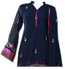 Navy Blue/Hot Pink Georgette Suit - Indian Semi Party Dress