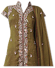 Mehdi Green/Maroon Crinkle Chiffon Suit