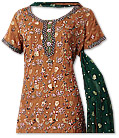 Rust/Dark Green Jamawar Chiffon Suit