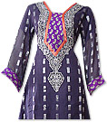 Dark Blueberry/Purple Jamawar Chiffon Suit 