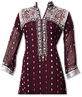 Maroon Jamawar Chiffon Suit 