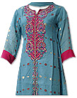 Turquoise Jamawar Chiffon Suit 