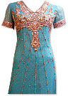 Turquoise Crinkle Chiffon Suit 