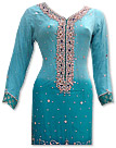 Turquoise Crinkle Chiffon Suit 