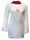 White/Red Georgette Trouser Suit- Pakistani Casual Clothes