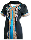 Black/Turquoise Chiffon Trouser Suit - Pakistani Casual Clothes