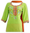 Parrot Green/Orange Georgette Suit - Pakistani Casual Dress