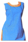 Blue/Orange Cotton Suit- Pakistani Casual Dress