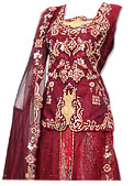 Maroon Katan Silk/Jamawar Lehnga- Pakistani Wedding Dress
