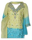 Yellow/ Turquoise Chiffon Suit