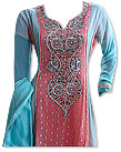 Tea Pink/Turquoise Chiffon Suit- Indian Semi Party Dress