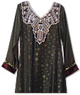 Dark Grey Jamawar Chiffon Suit - Indian Dress