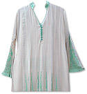 White/Sea Green Georgette Suit - Indian Semi Party Dress