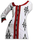 White/Red Georgette Suit - Pakistani Casual Dress