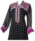 Black/Magenta Chiffon Jamawar Suit 